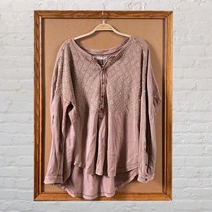 We The Free Brown Long Sleeve Medium Top